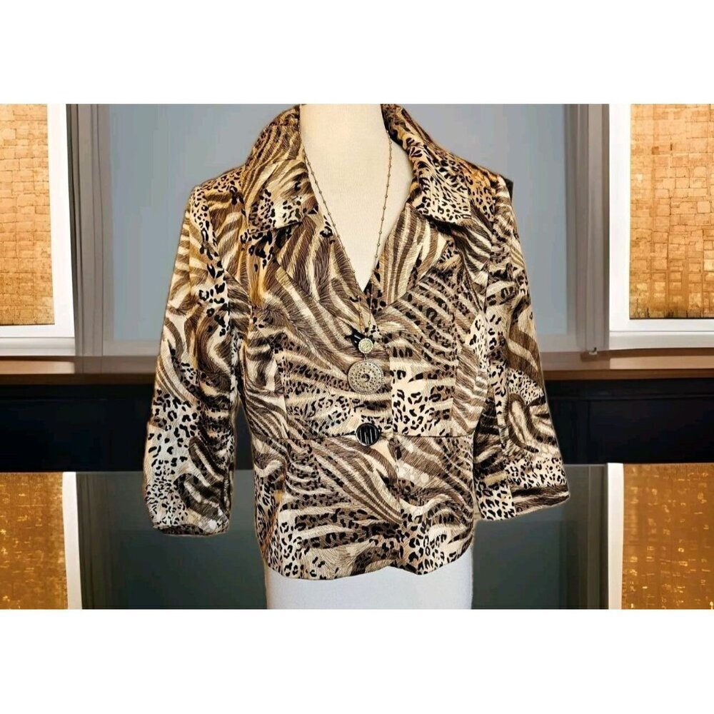Isabella Suits Animal Print Blazer 16 - Mob Wife Cheetah Zebra Print Jacket L - Picture 3 of 11